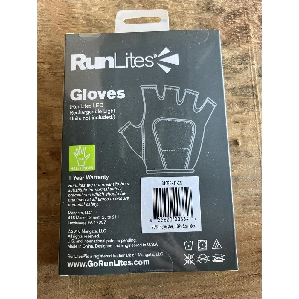 RunLites Zebra Print Fingerless Light Gloves Size XS With battery